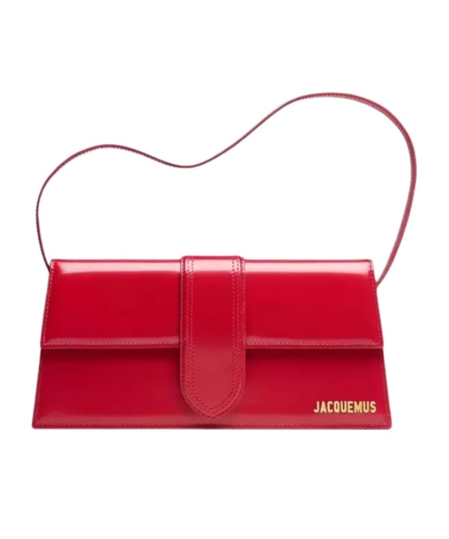 Jacquemus Patent Leather Le Bambino Long Shoulder Bag In Red