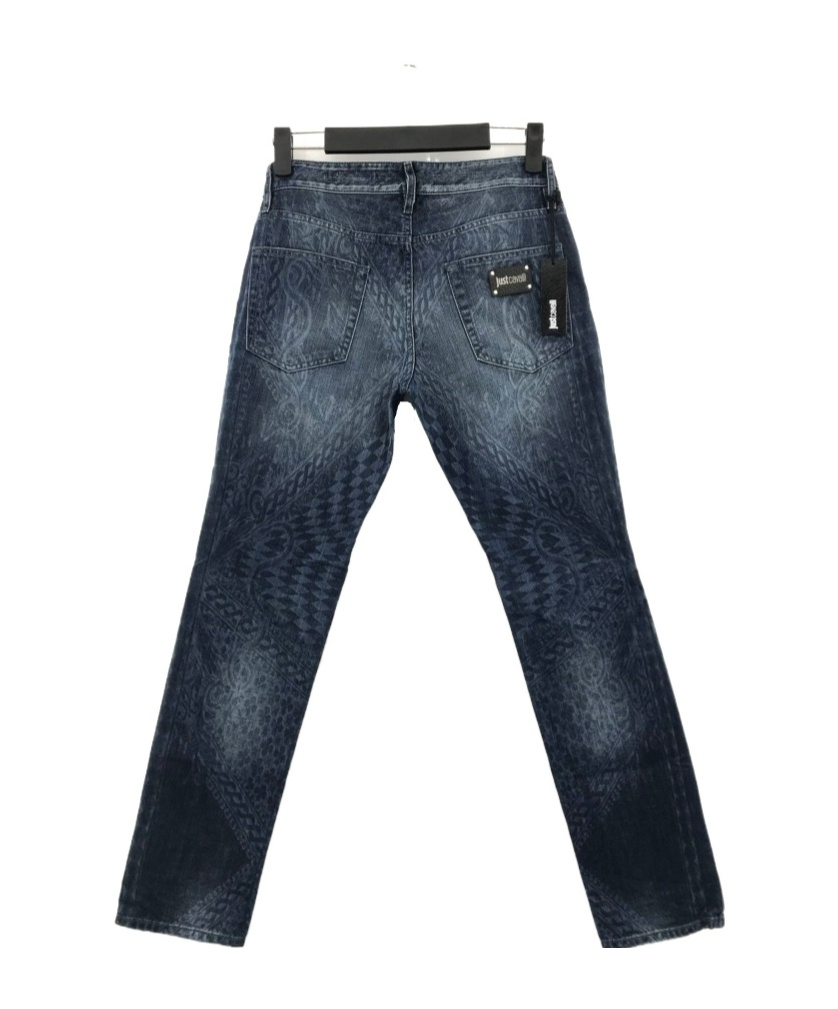JUST CAVALLI FADED DETAILS DENIM TROUSERS