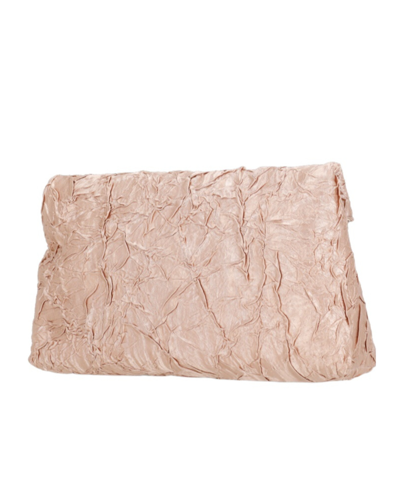 Dries Van Noten Chain Strap Crinkled Texture Envelope Flap Metallic Finish Pleated Fabric Shoulder Bag In Pink