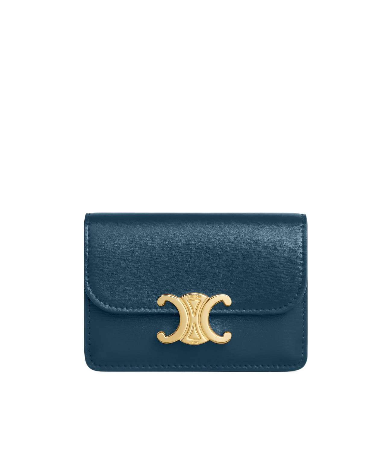 Celine Card Holder With Flap Triomphe In Shiny Calfskin In Multi