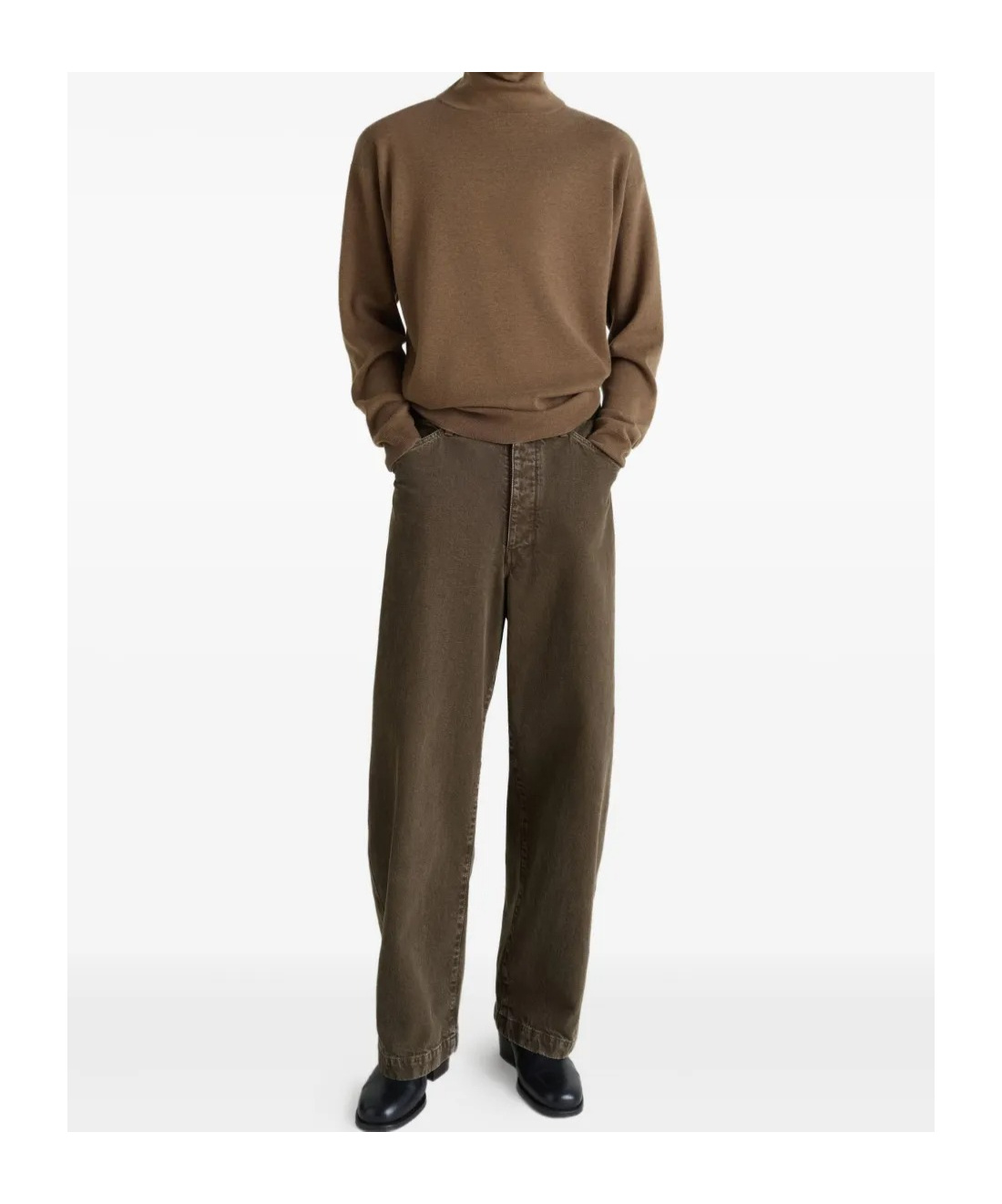 Lemaire Crew-neck Wool Sweater In Brown