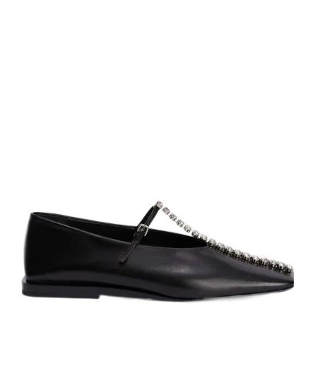Jil Sander Leather Ballerinas Embellished Strap Flat Sole Pointed In Black