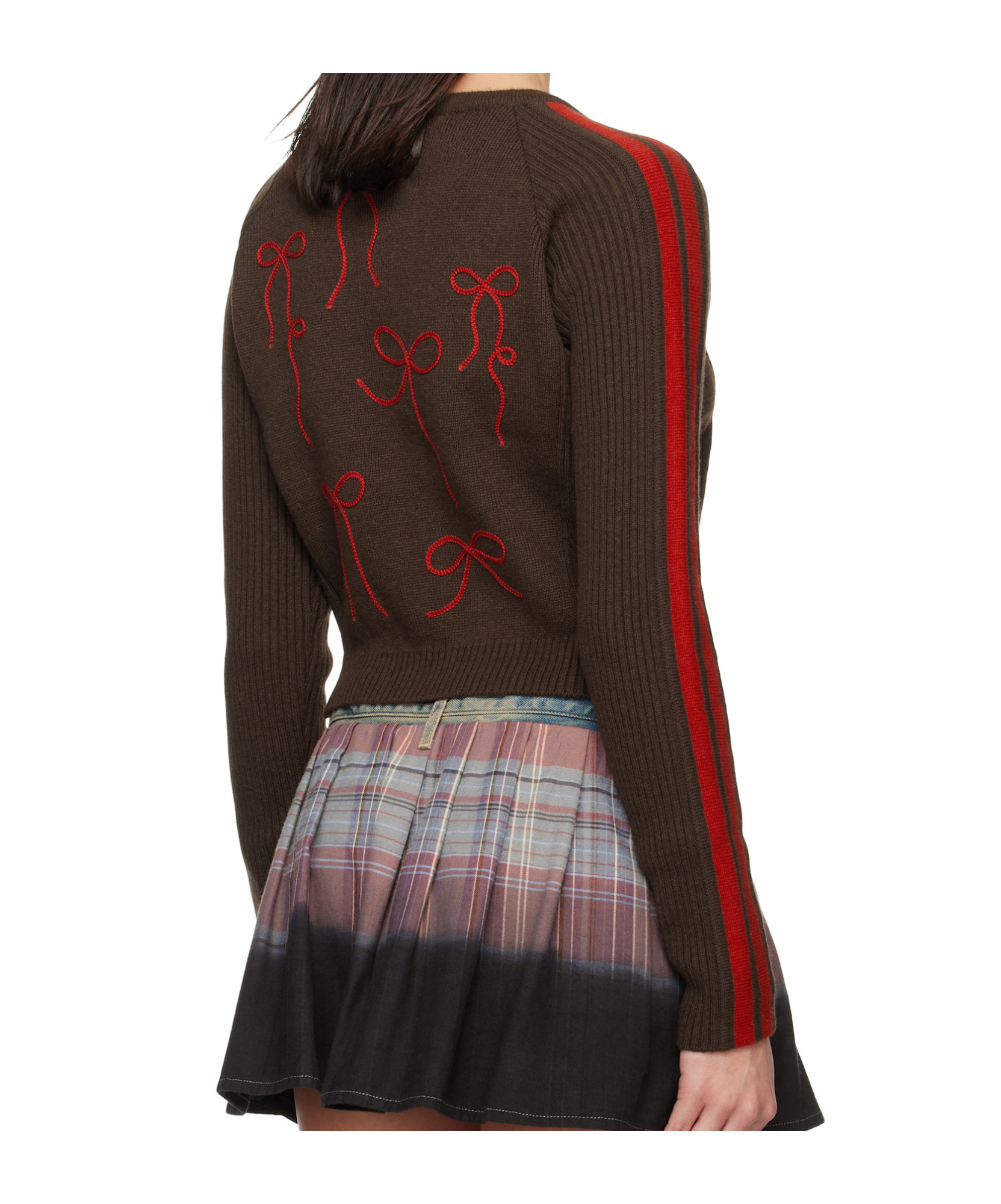 Andersson Bell Ribbon Embroidery Knit Cardigan In Black