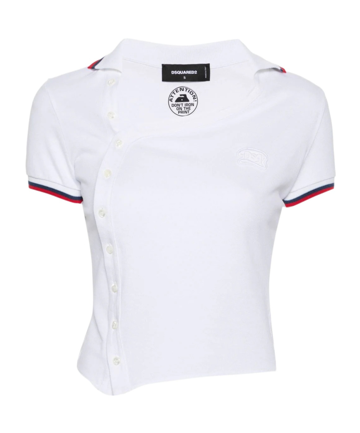 Dsquared2 Logo-patch Asymmetric Polo Shirt In White
