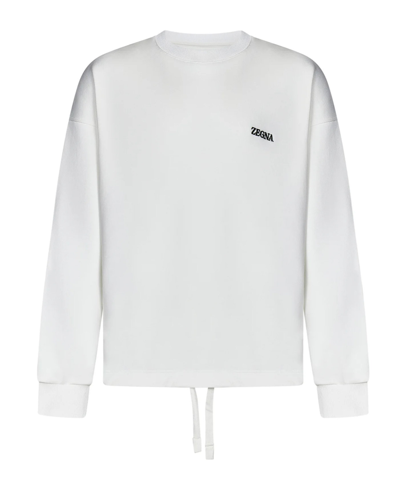 ZEGNA Z ZEGNA LOGO EMBROIDERED DRAWSTRING HEM CREWNECK SWEATSHIRT