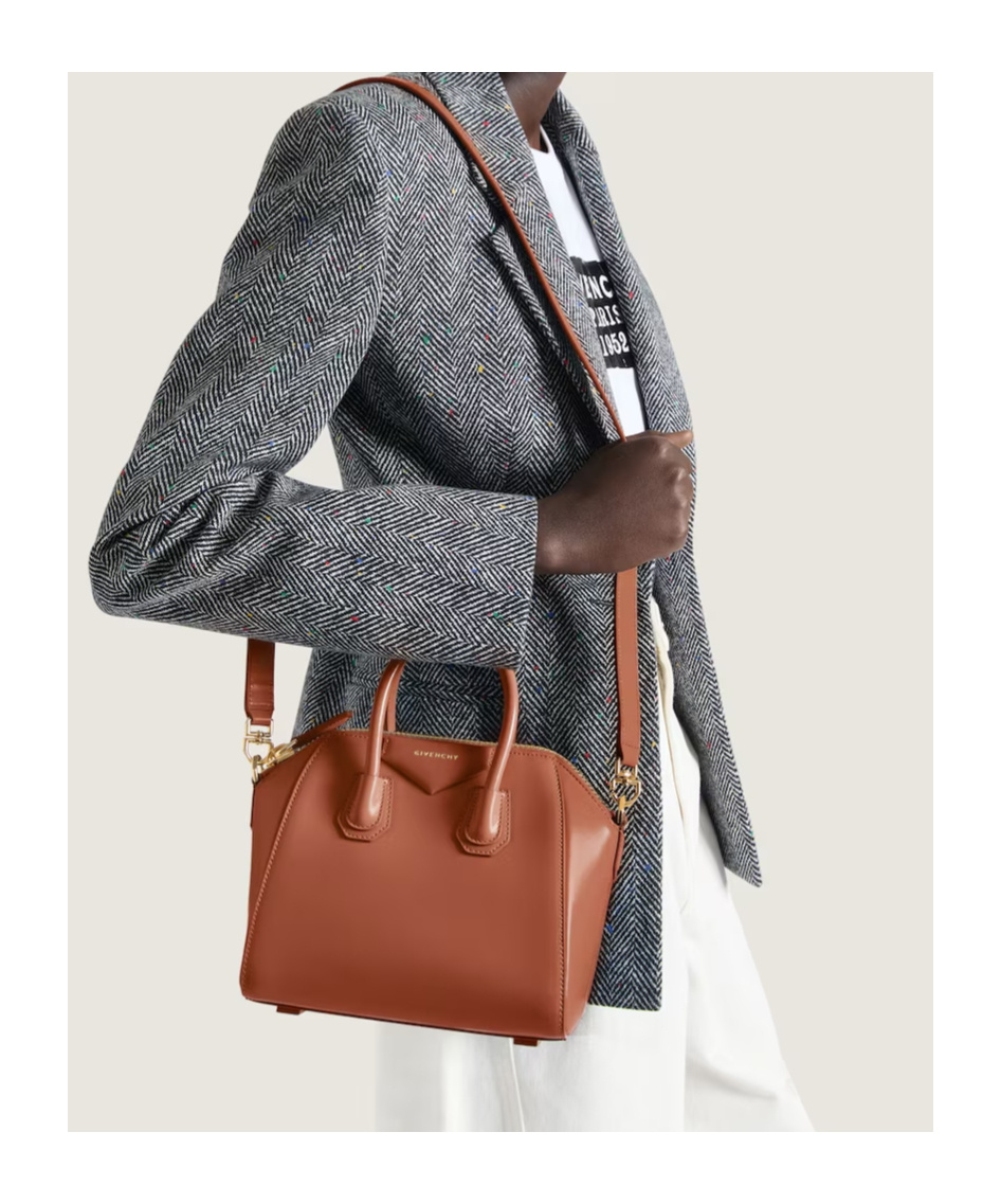 Givenchy Mini Antigona Bag In Box Leather In Brown