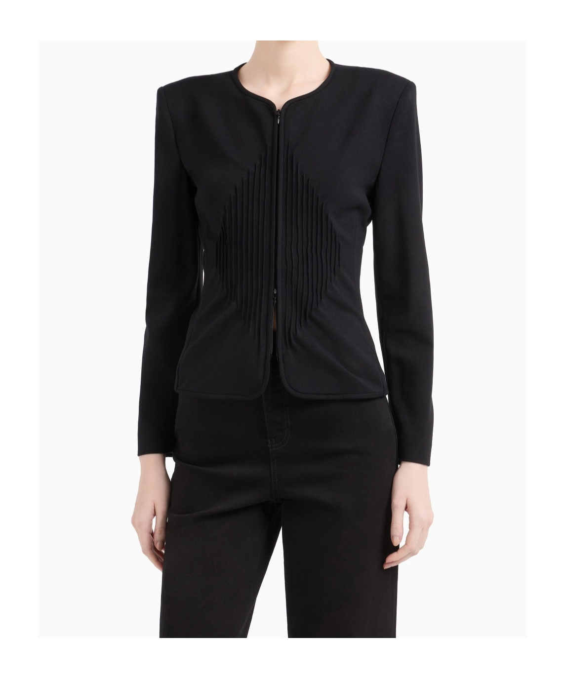 Emporio Armani Milano-stitch Jacket With Shoulder Pads In Black