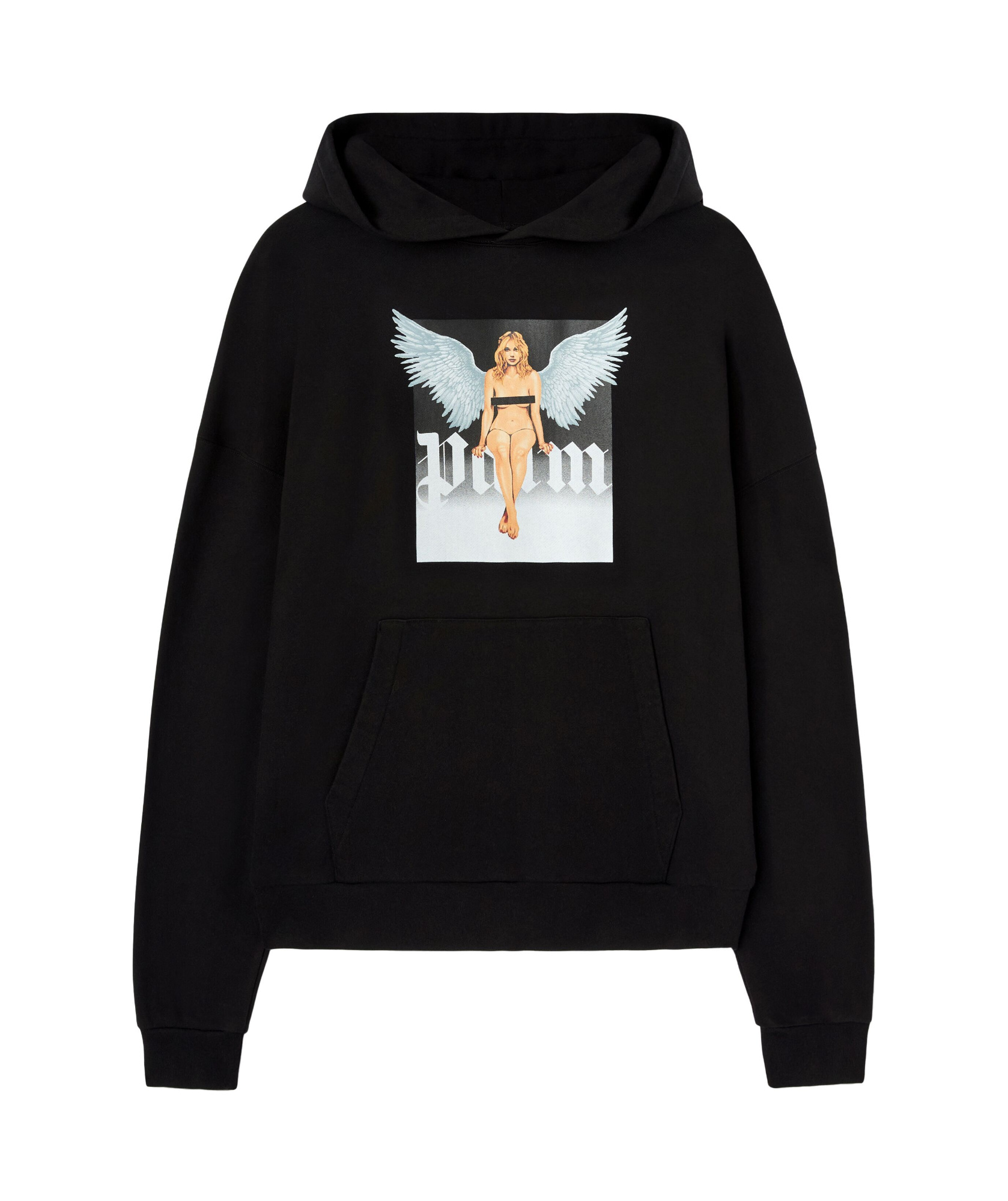 Palm Angels Crystal Pin-up Graphic Hoodie In Black