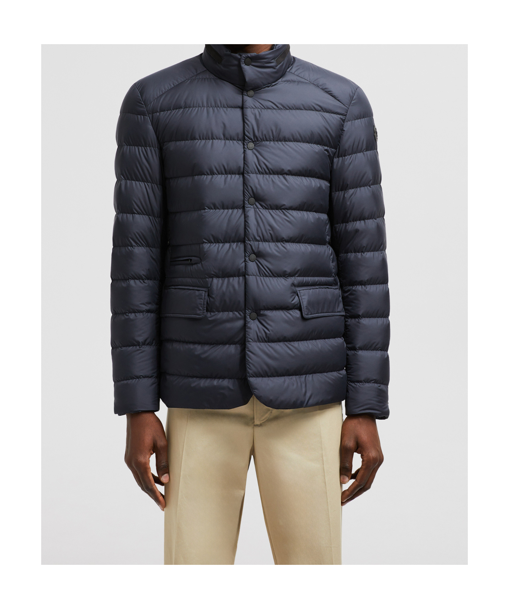 Moncler Carrelet Jacket With Zip And Buttons In Blue