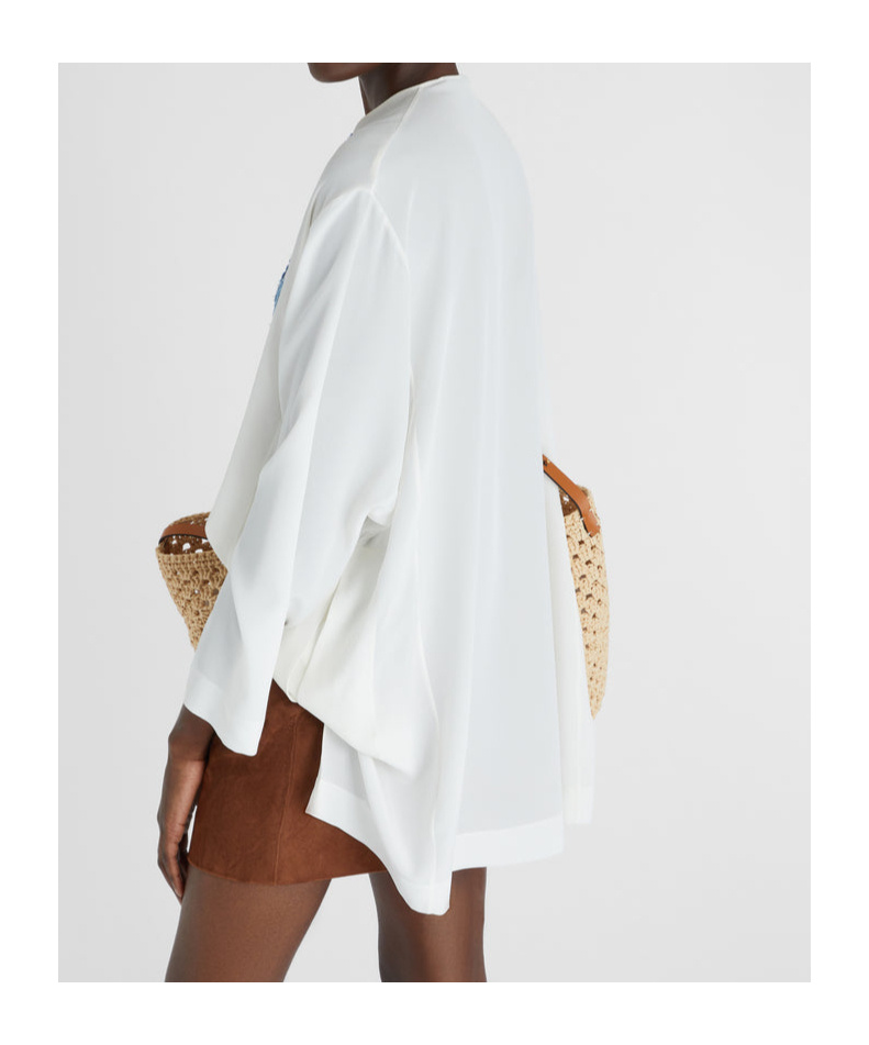 Ermanno Scervino Ivory Silk Blouse With Floral Embroidery And Lace-up Detail In White