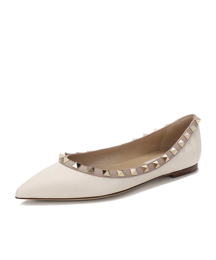 Valentino Rockstud Ballerinas In Nude