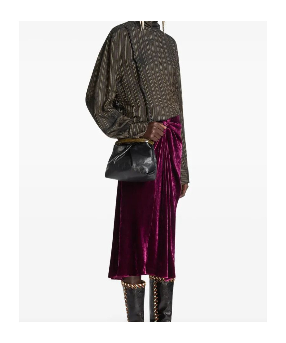 Dries Van Noten Pleated Leather Hand With Resin Top Handle Bags In Black