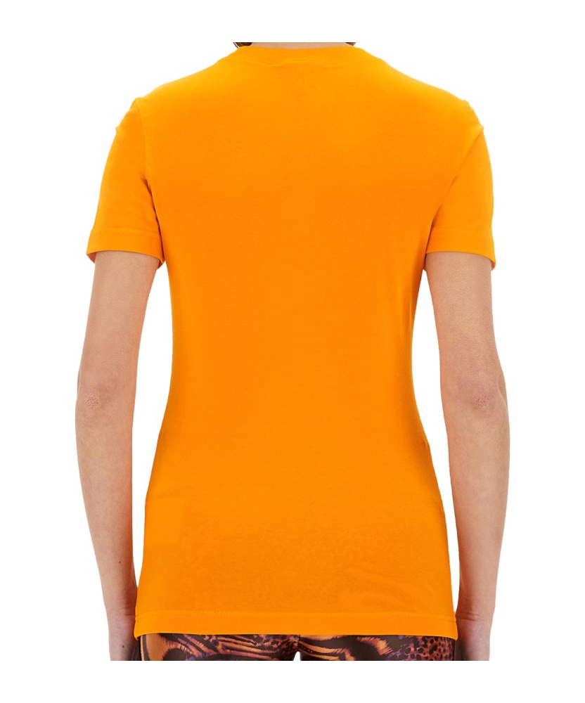 Versace Jeans Couture Logo Printed Crewneck T-shirt In Orange