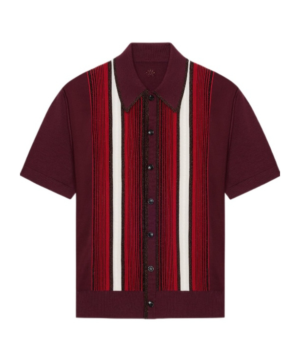 Amiri Striped Shirt With Embellishments And Short Sleeves In Red