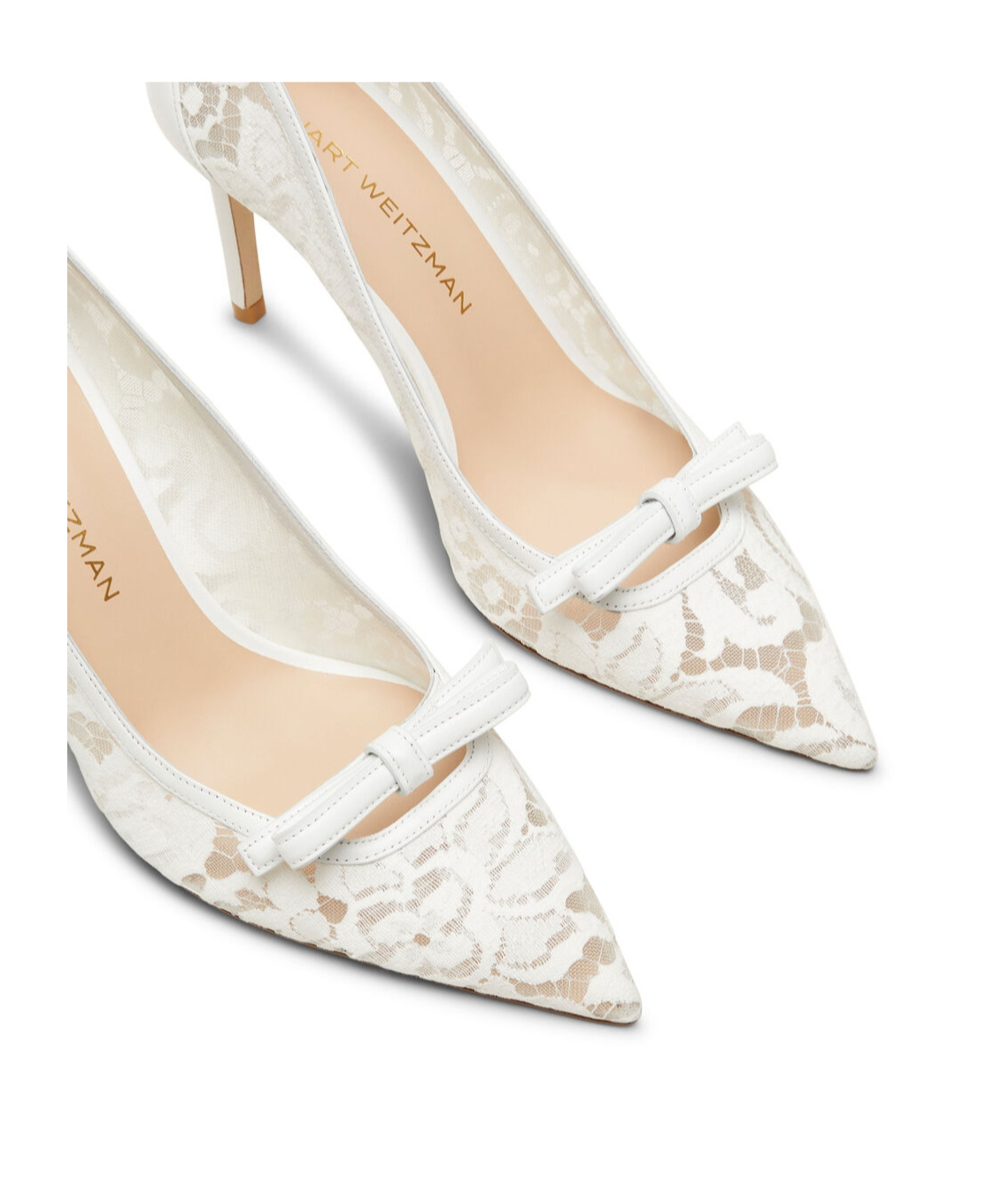 Stuart Weitzman Pointed High Heels In White