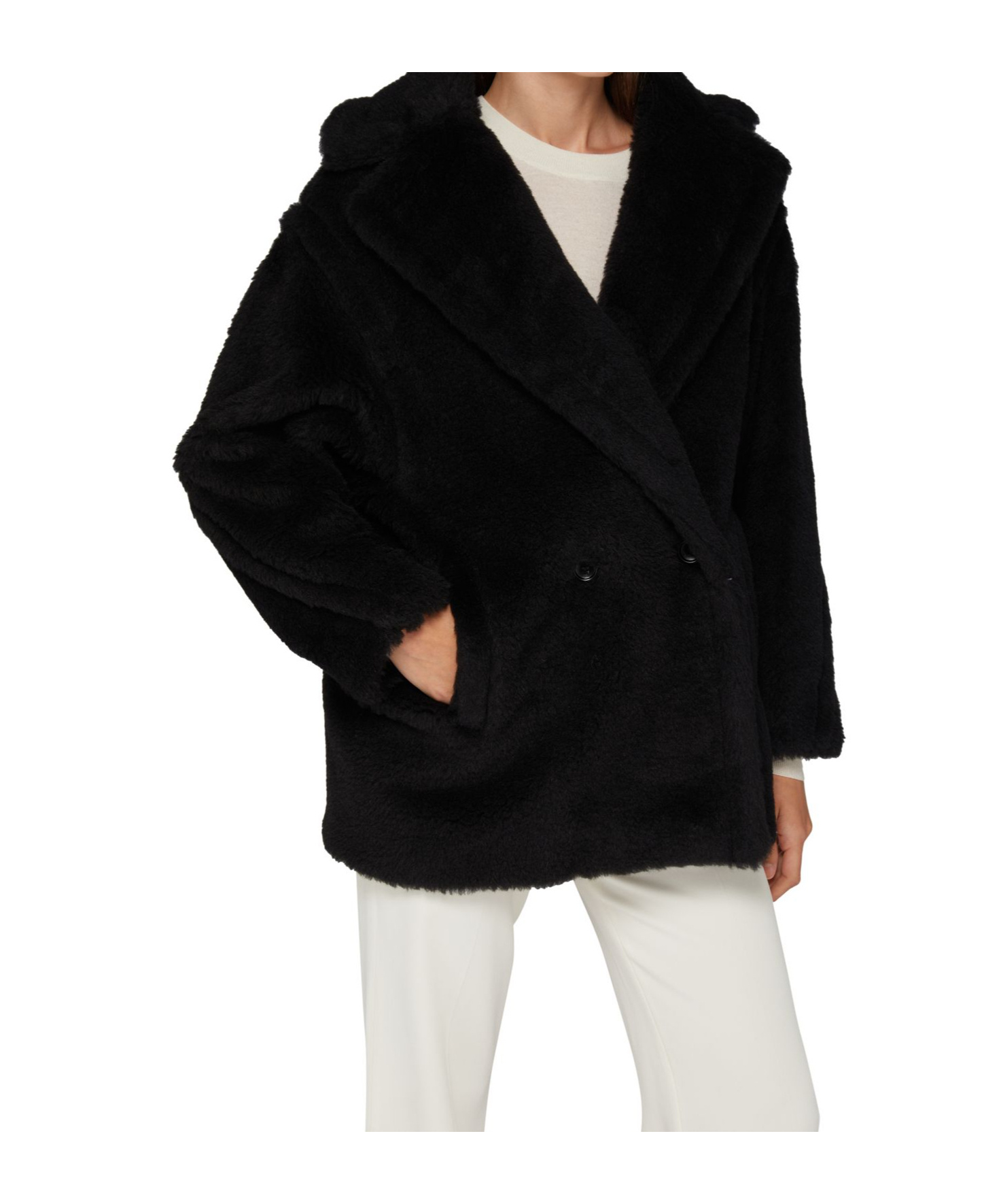 Shop Max Mara Long-sleeved Coat In Black