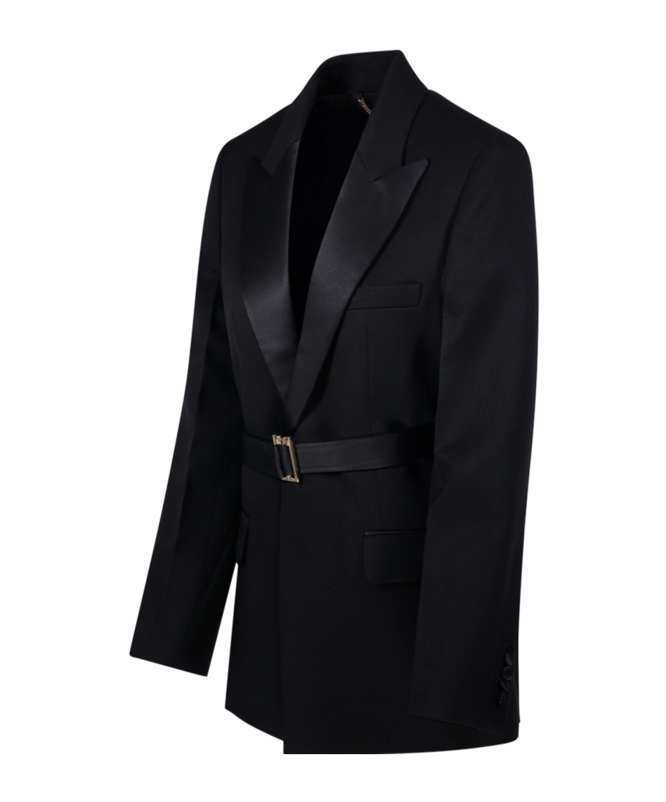 Victoria Beckham Belted Peaked-lapel Jacket In Multi