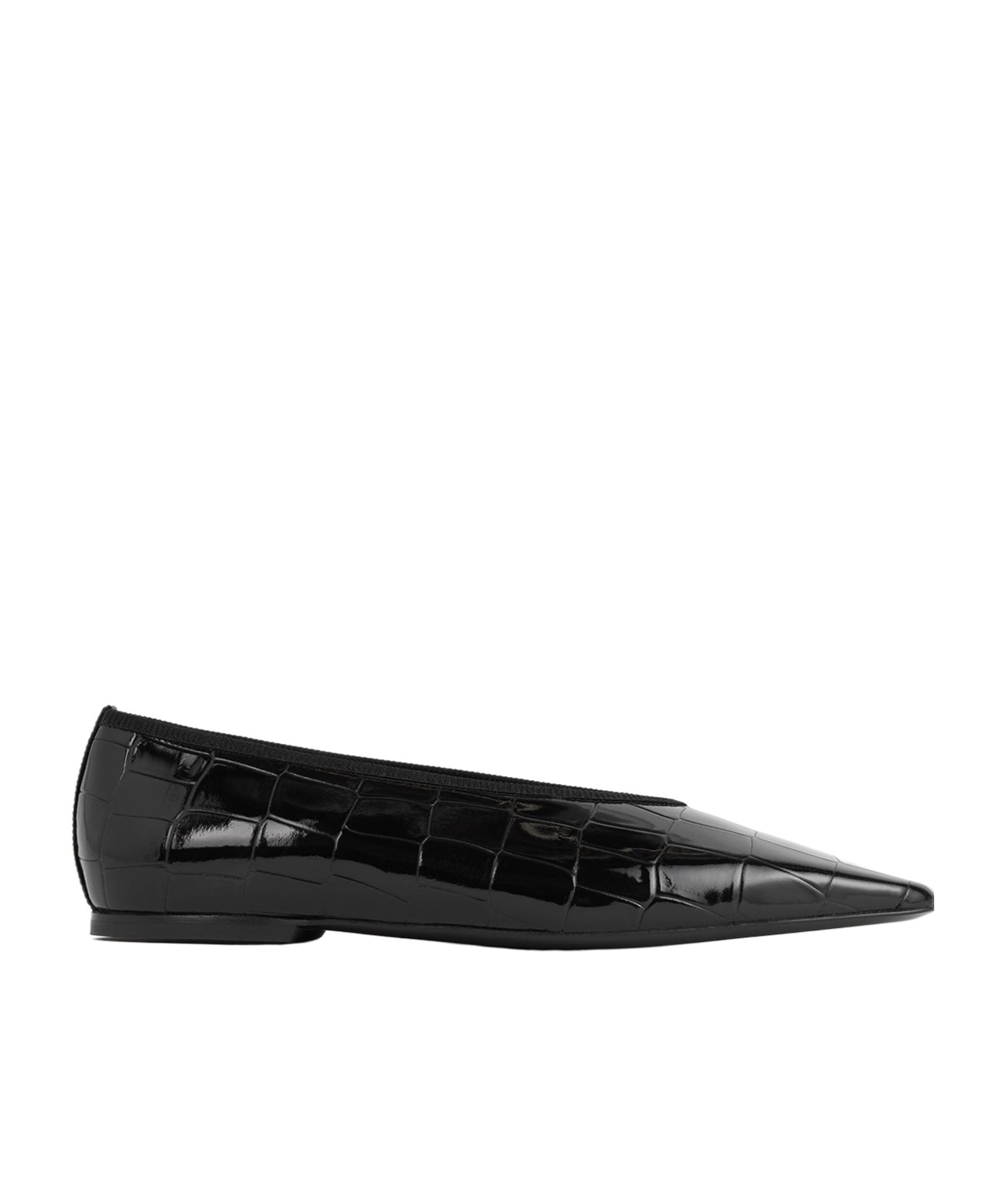 Totême Minimalist Croco-embossed Ballerinas Black