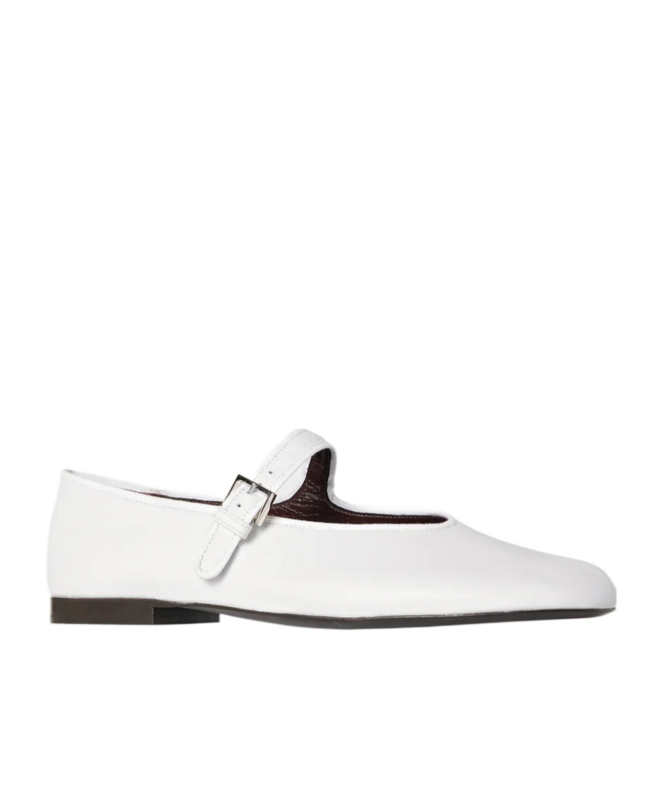 The Row Boheme Mj Leather Ballerina Shoes In White