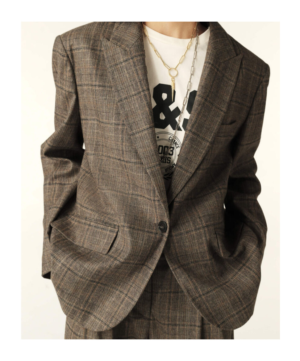 Bash Checked Blazer In Brown