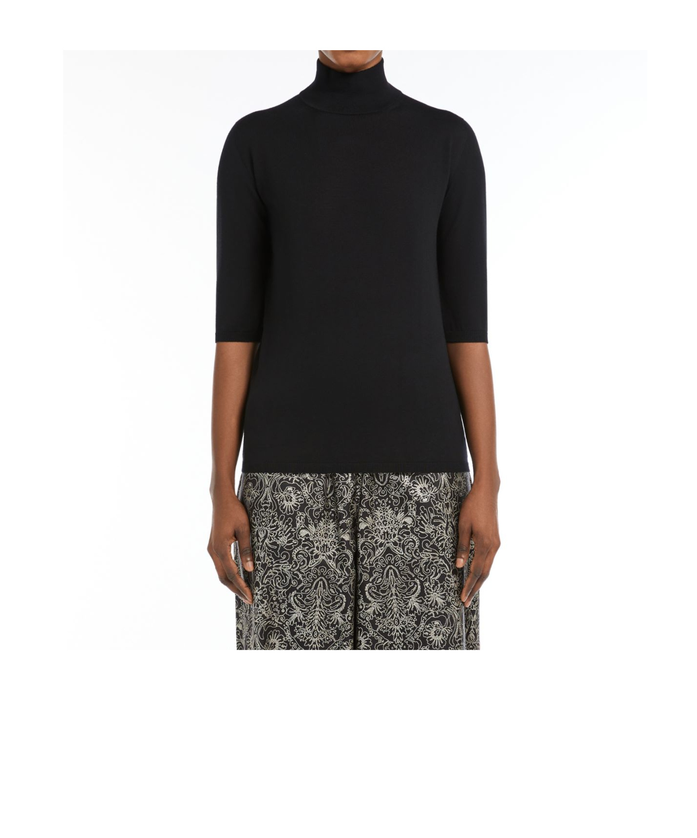 Max Mara Black Turtleneck Sweater In Black