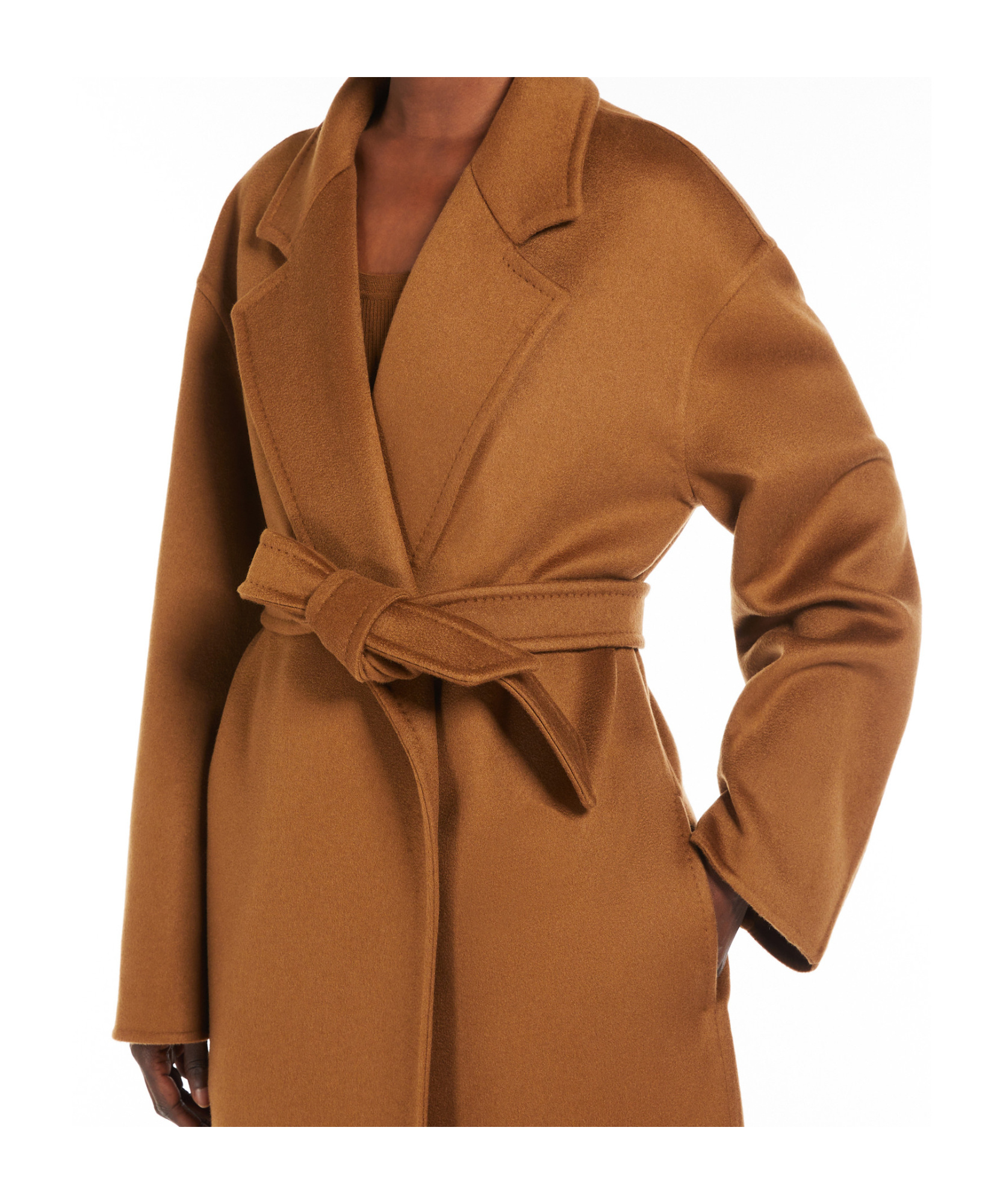 Max Mara Belted Waist Camel Coat With Detachable Belt In Brown