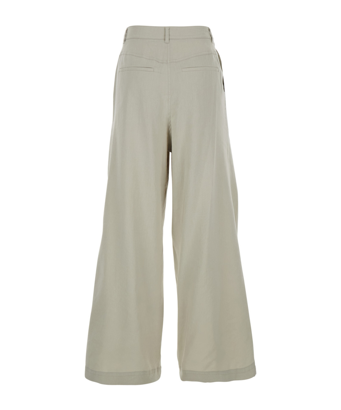 Low Classic Green Palazzo Pants With Front Pences In Cotton Blend Woman In Green