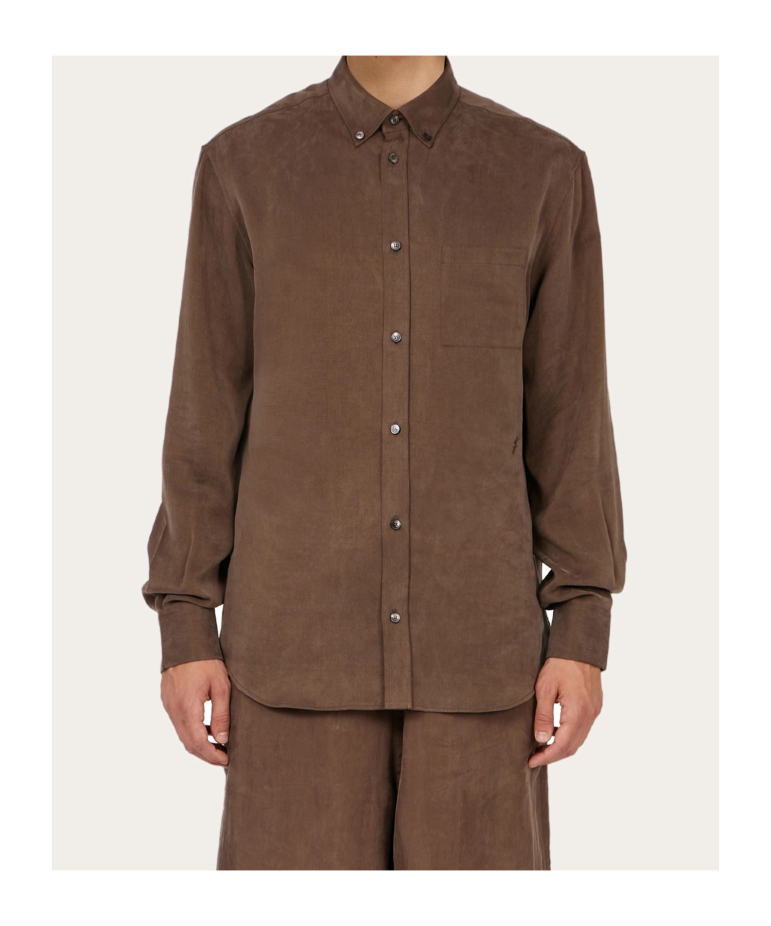 Ferragamo Long-sleeved Shirt In Brown