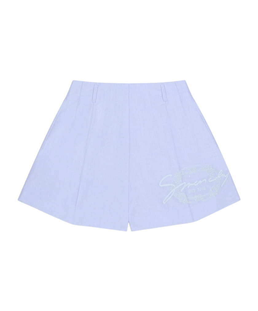 Givenchy Light Blue Embroidered Cotton Shorts In Blue