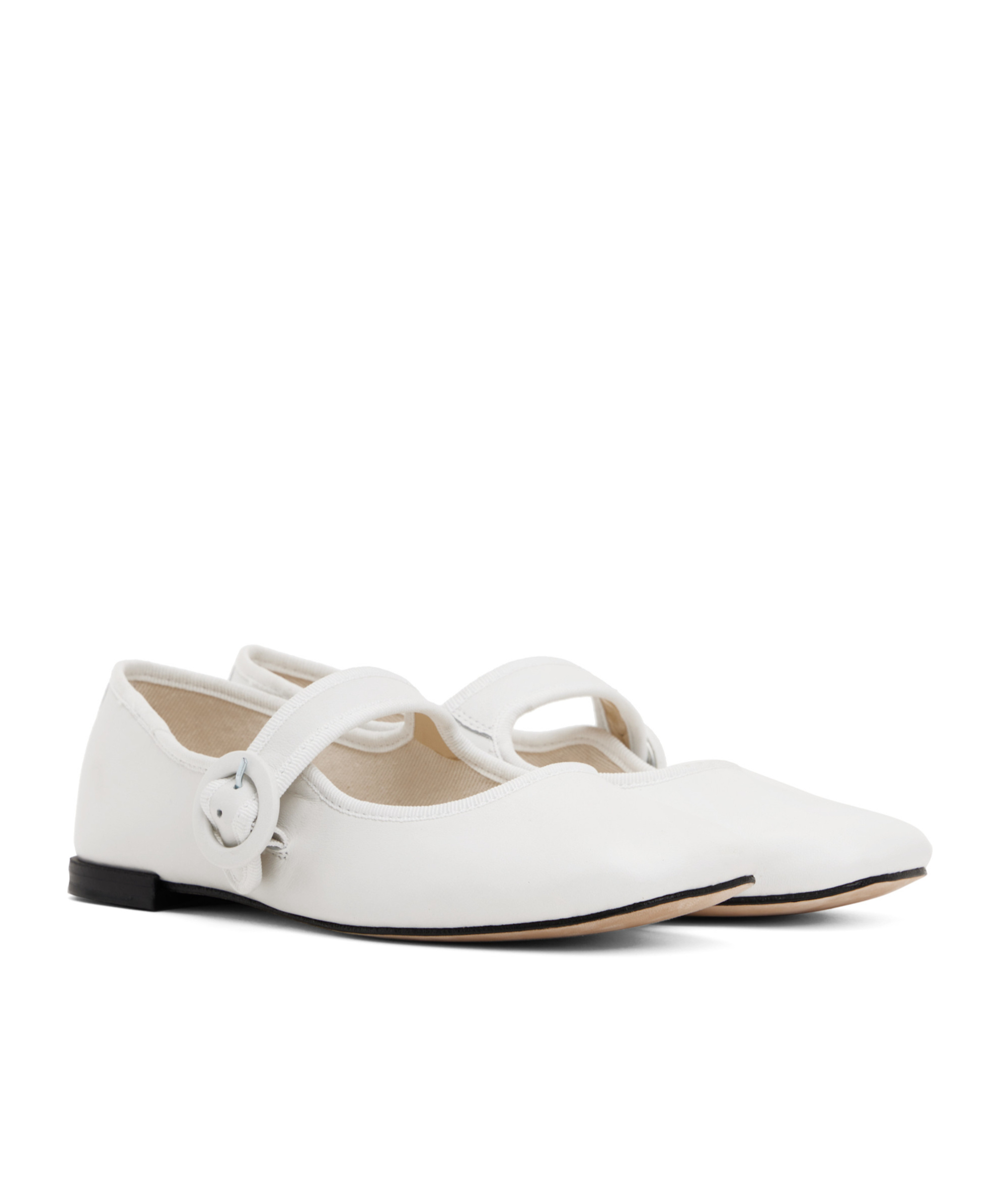 Repetto White Georgia Square Toe Mary Jane Ballerina Flats In White
