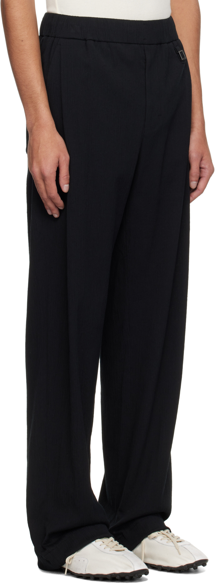Wooyoungmi Black Crinkled Trousers