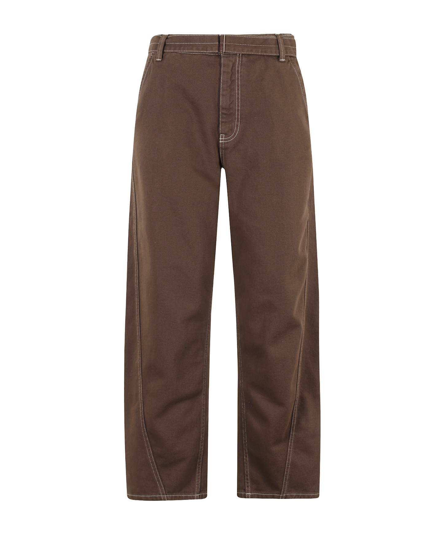 Semicouture Straight Leg Pants With Contrast Stitching In Gray