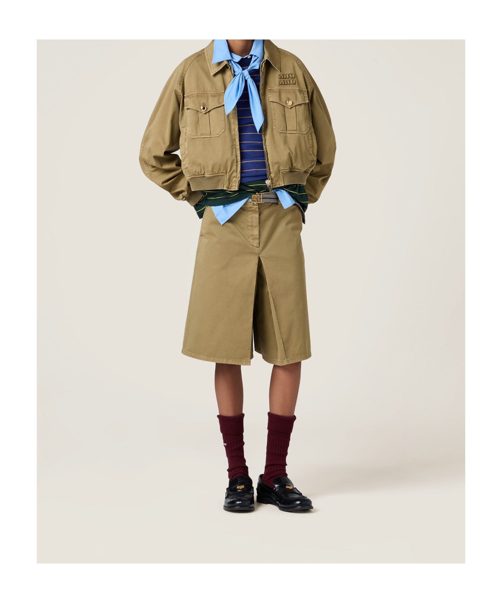 Miu Miu Logo Embroidered Mini Skirt In Green