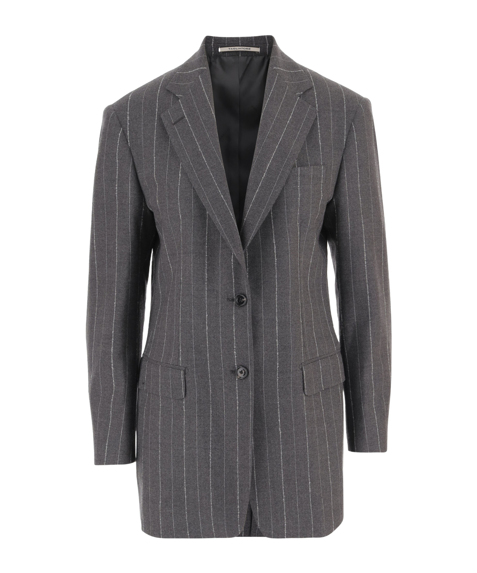 Tagliatore Striped Single-breasted Blazer In Gray