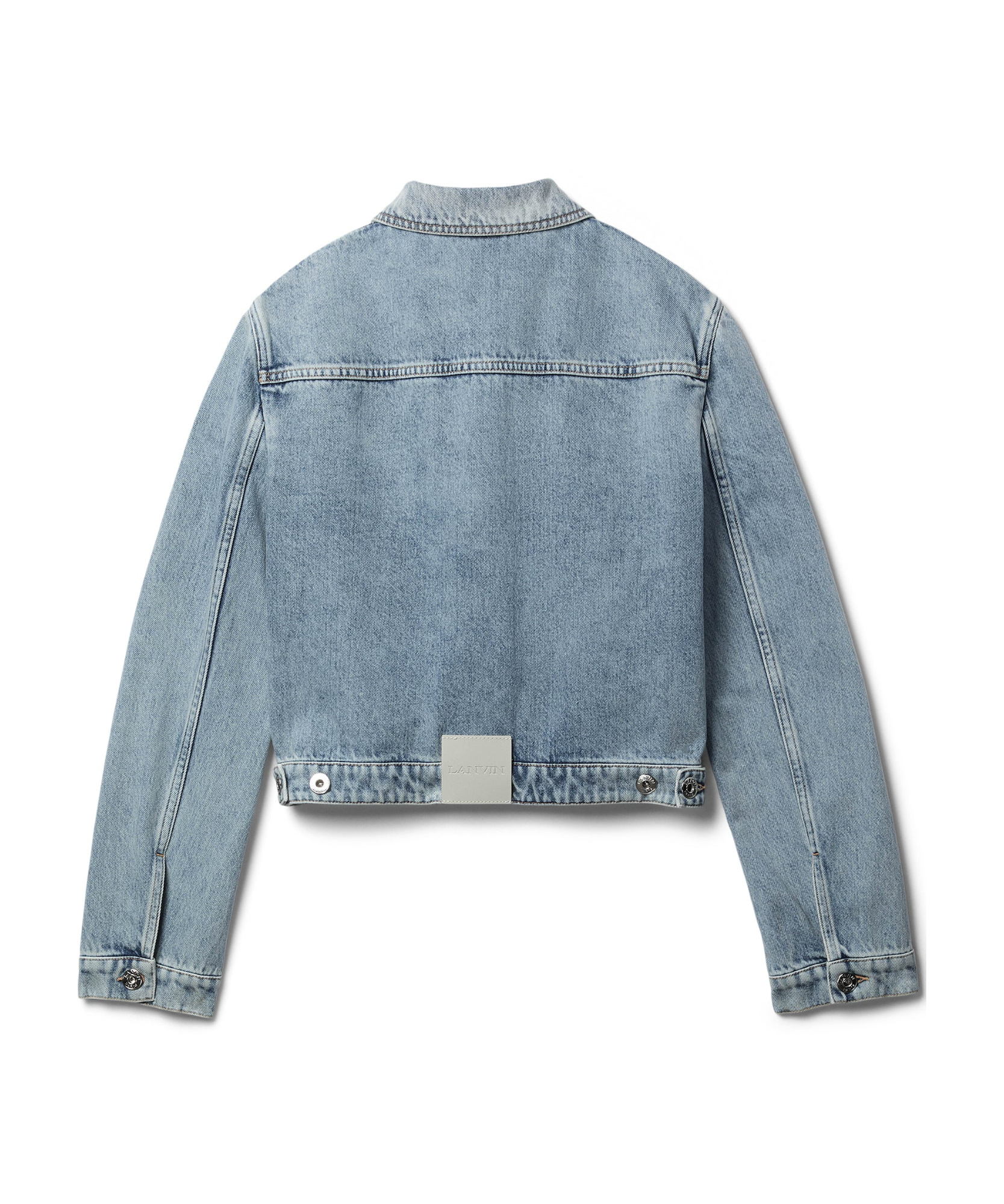 Lanvin Denim Cropped Jacket Patch Pocket In Gray