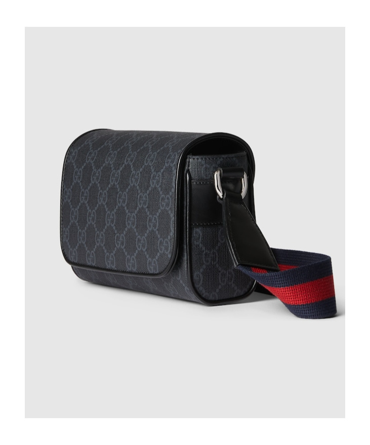 Gucci Gg Supreme Fabric And Leather Shoulder Bag In Black