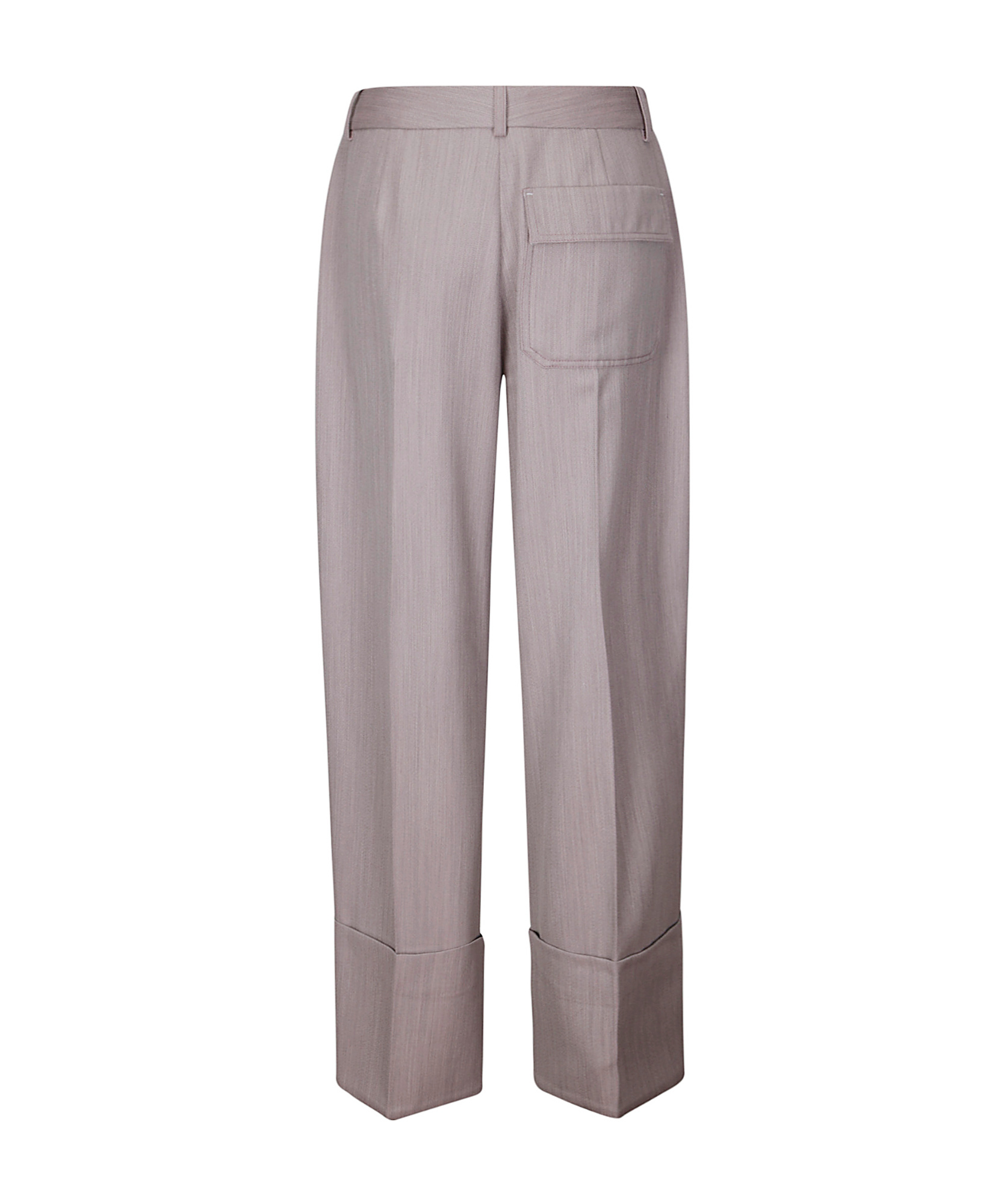 Victoria Beckham Wide Leg Turn - Up Trouser In Gray