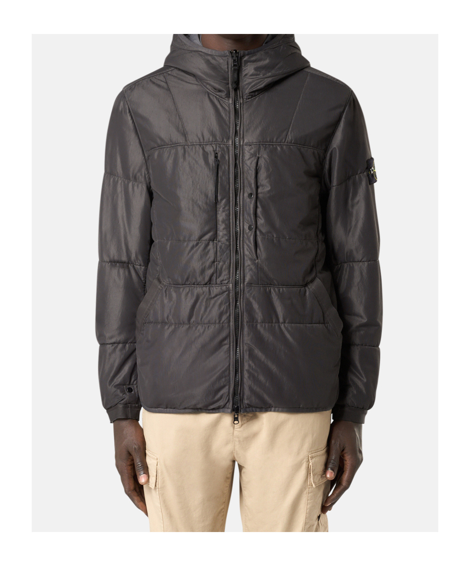 Stone Island Double-sided Quilted Hooded Drop Resistance Jacket In Charcoal-grey