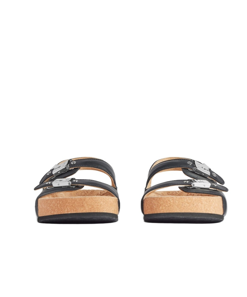 Balenciaga X Scholl Leather Sandals In Black