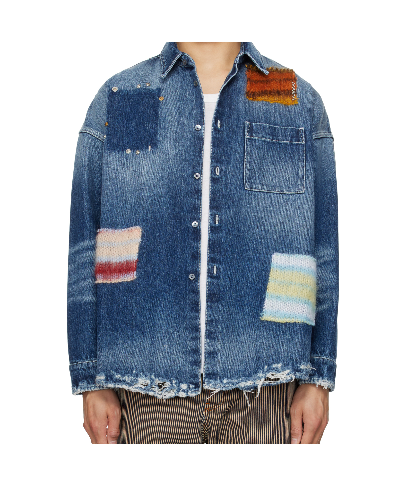 Marni Blue Stone Cotton Denim Shirt In Blue