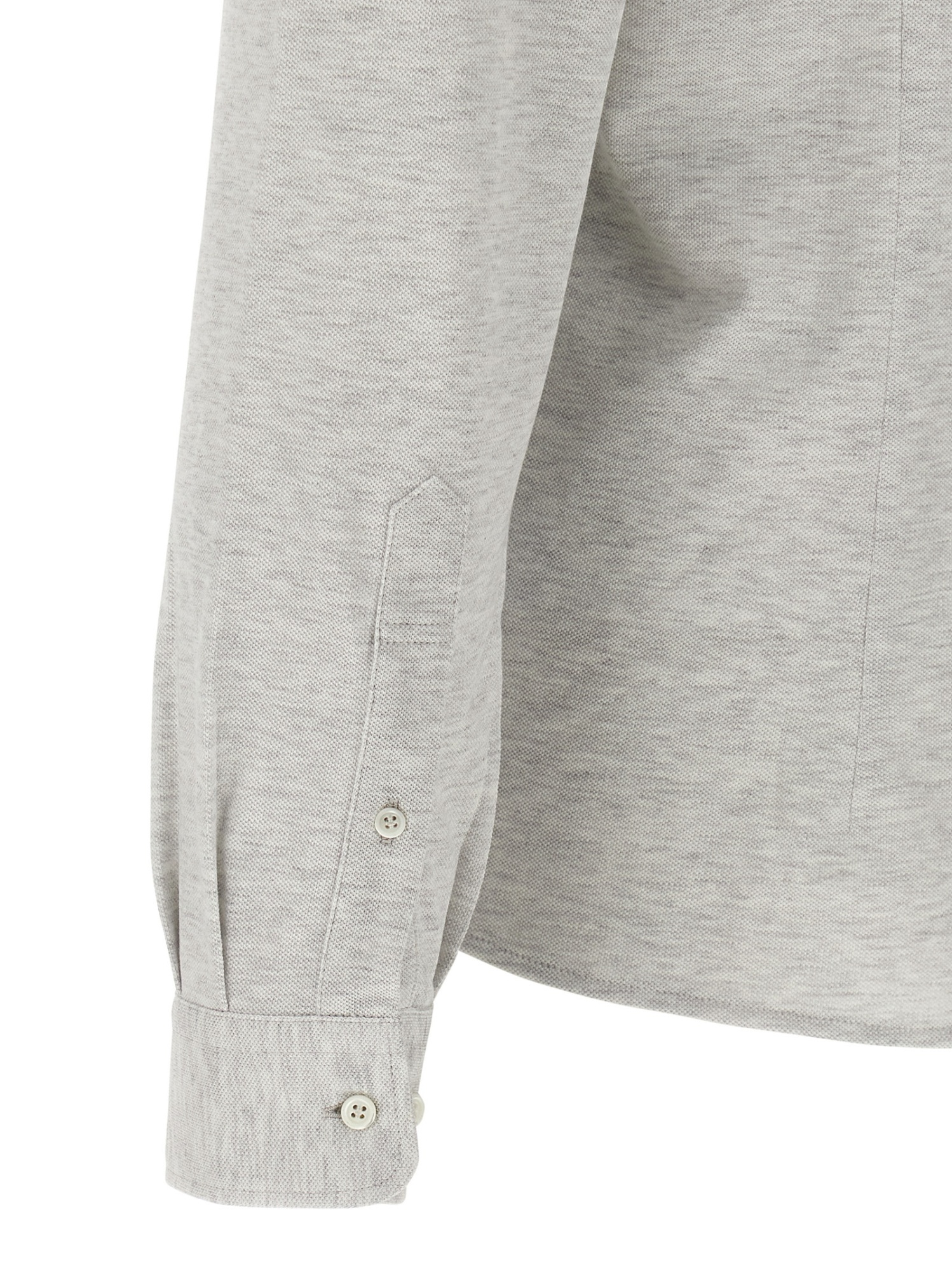 Brunello Cucinelli Cotton Shirt With Collar And Pockets In Gold
