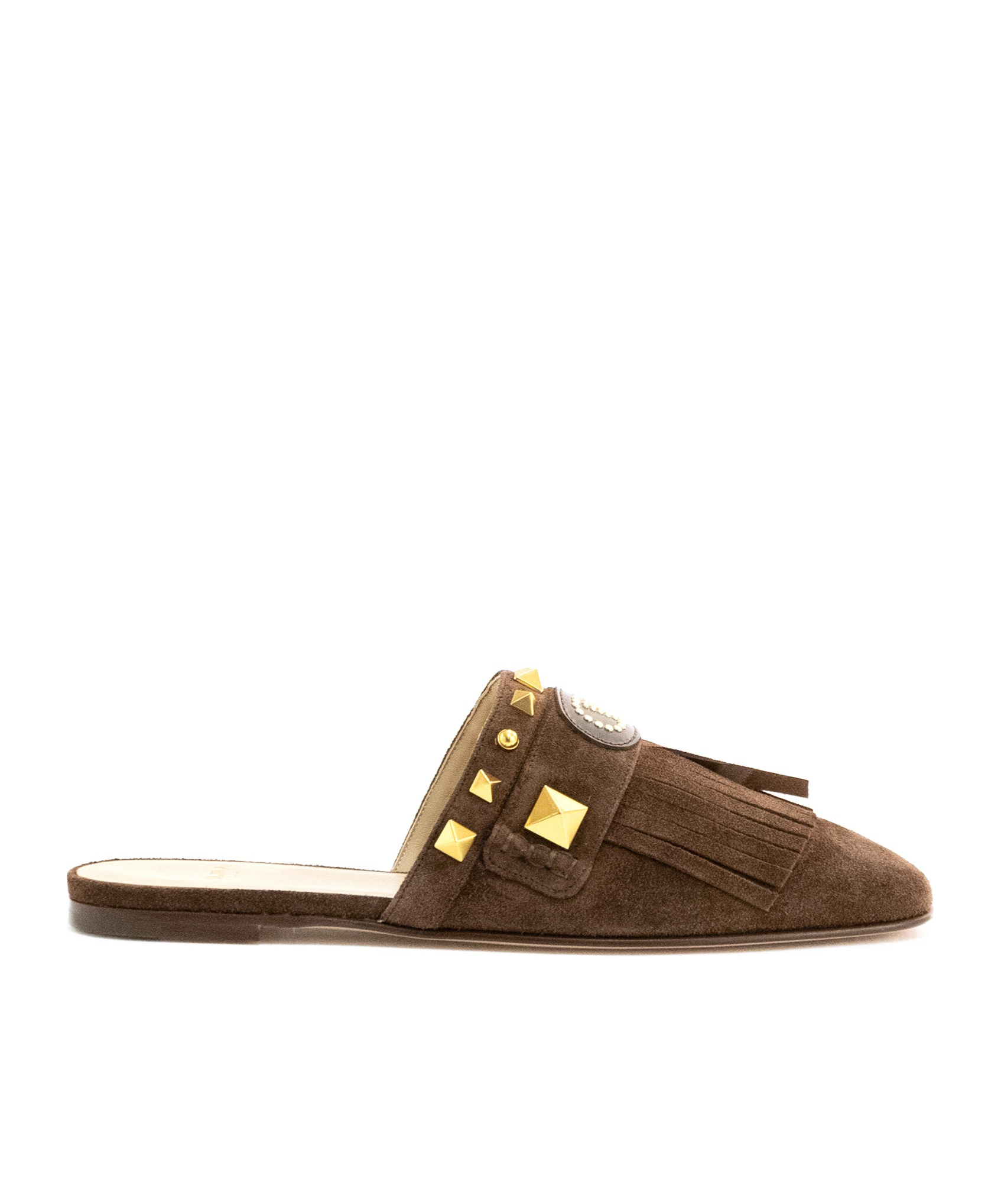 Valentino Brown Suede Plaster Caster Mules In Brown