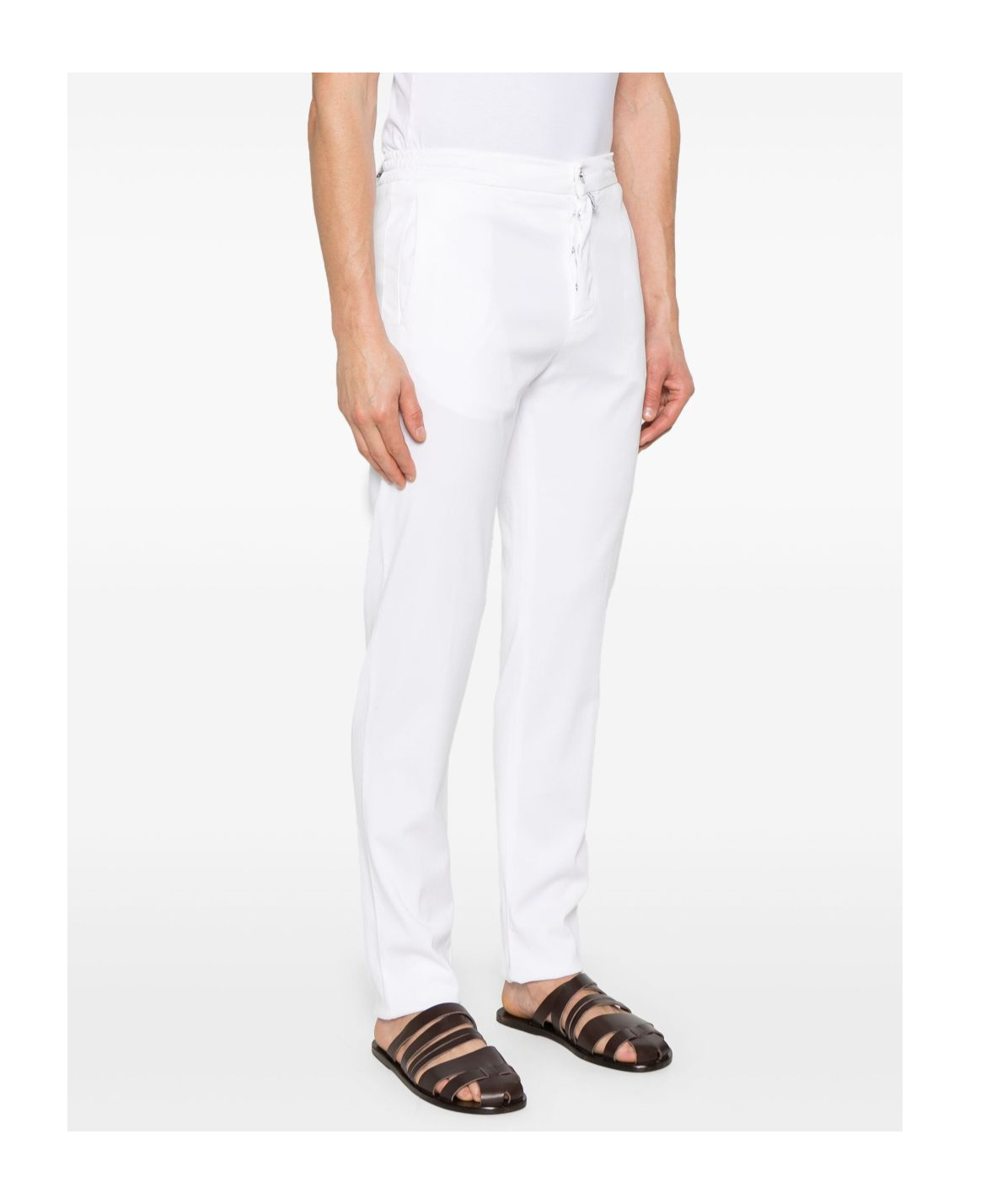 Kiton Drawstring Casual Pants In White