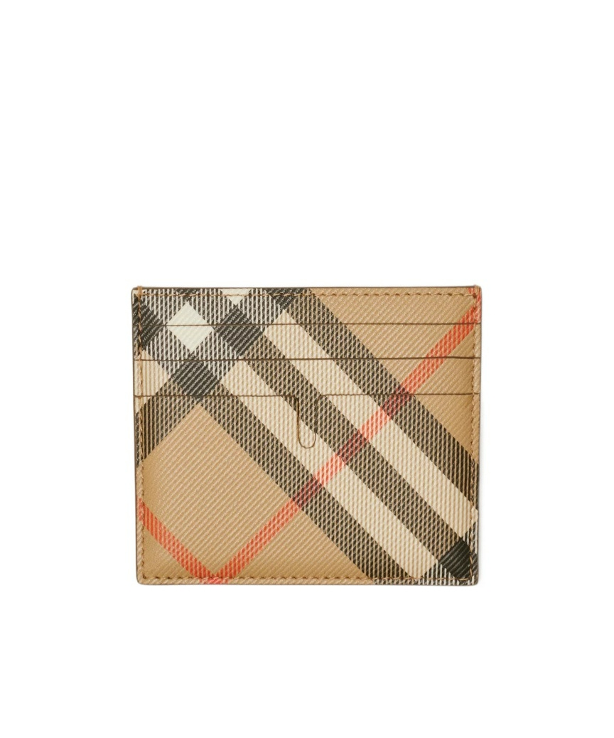 Burberry Check Card Case In Nude