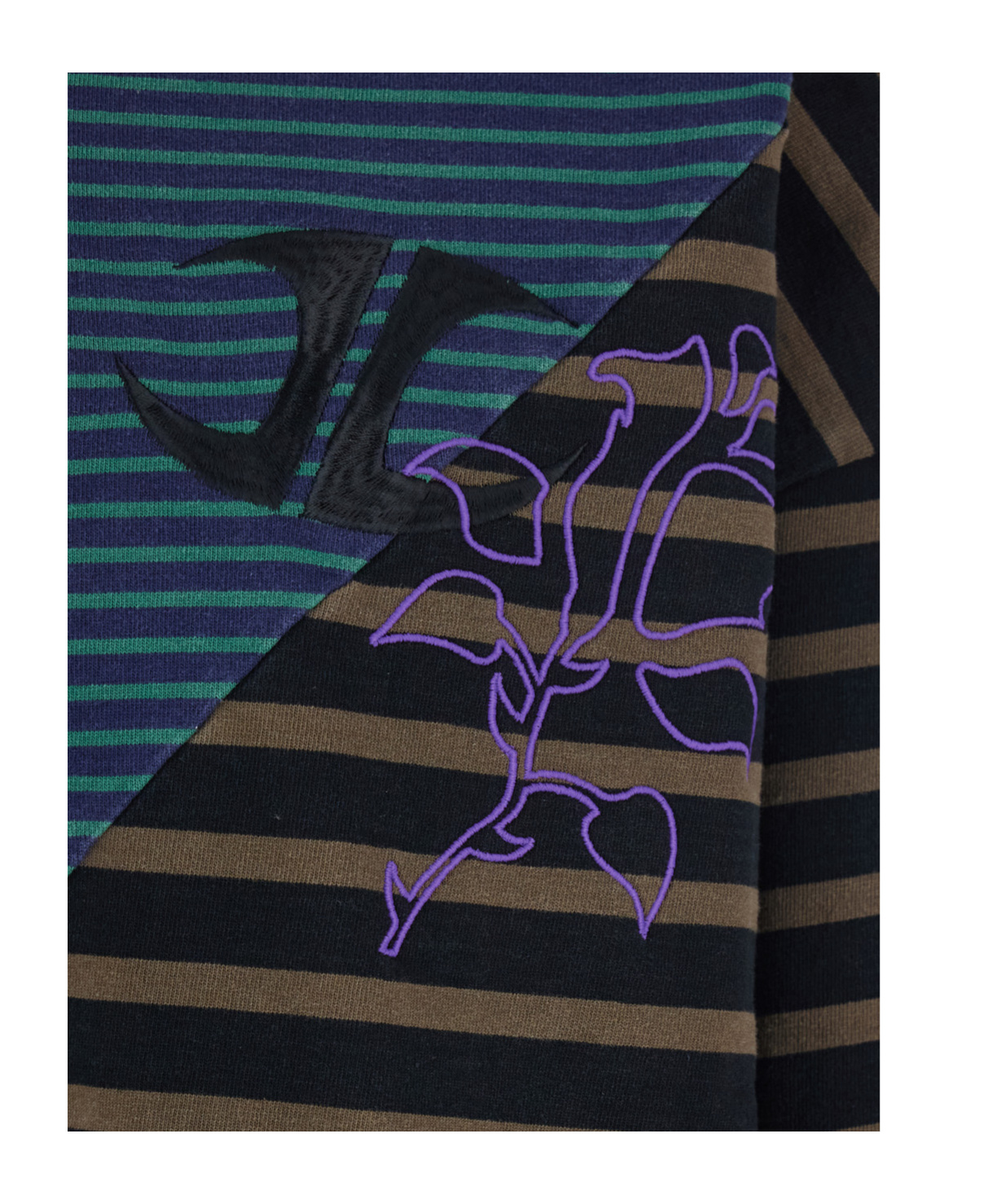 Jordanluca Multicolor Long-sleeve Polo Shirt With Logo Embroidery On The Front And All-over Striped Motif In Co In Multi