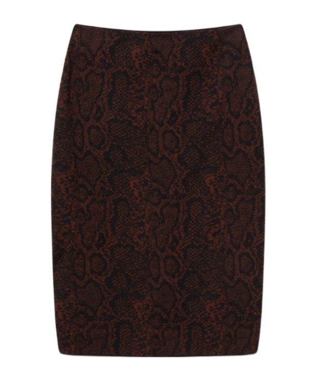 Stella Mccartney Textured Snakeskin Jacquard Wool Blend Midi Skirt In Multi