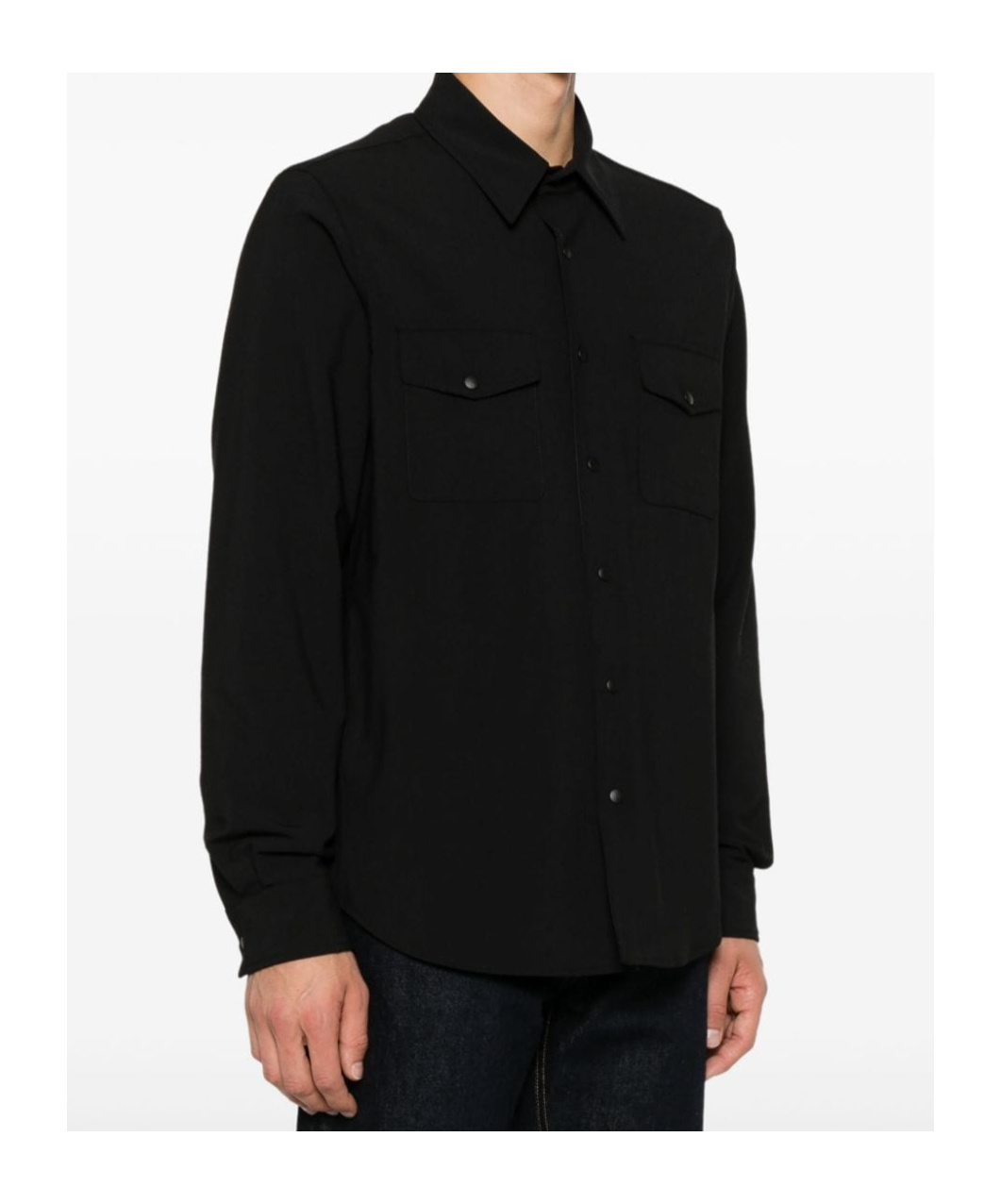 ASPESI ASPESI FLANNEL CURVED HEM SHIRT JACKET