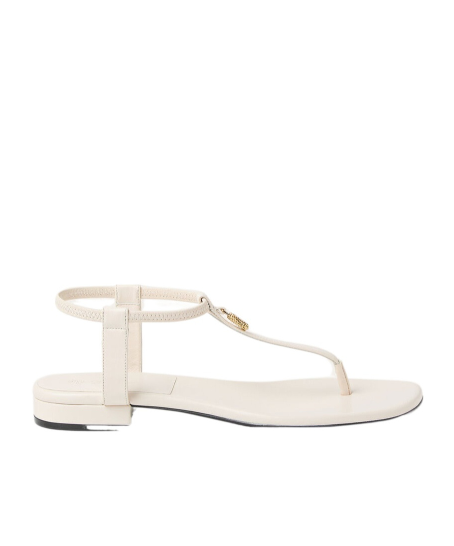 Loro Piana Mindil Embellished Leather Thong Sandals In Whispering White