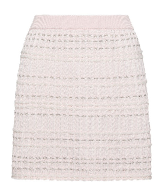 Thom Browne Seersucker Knit Tweed Jacquard Mini Skirt In Pink