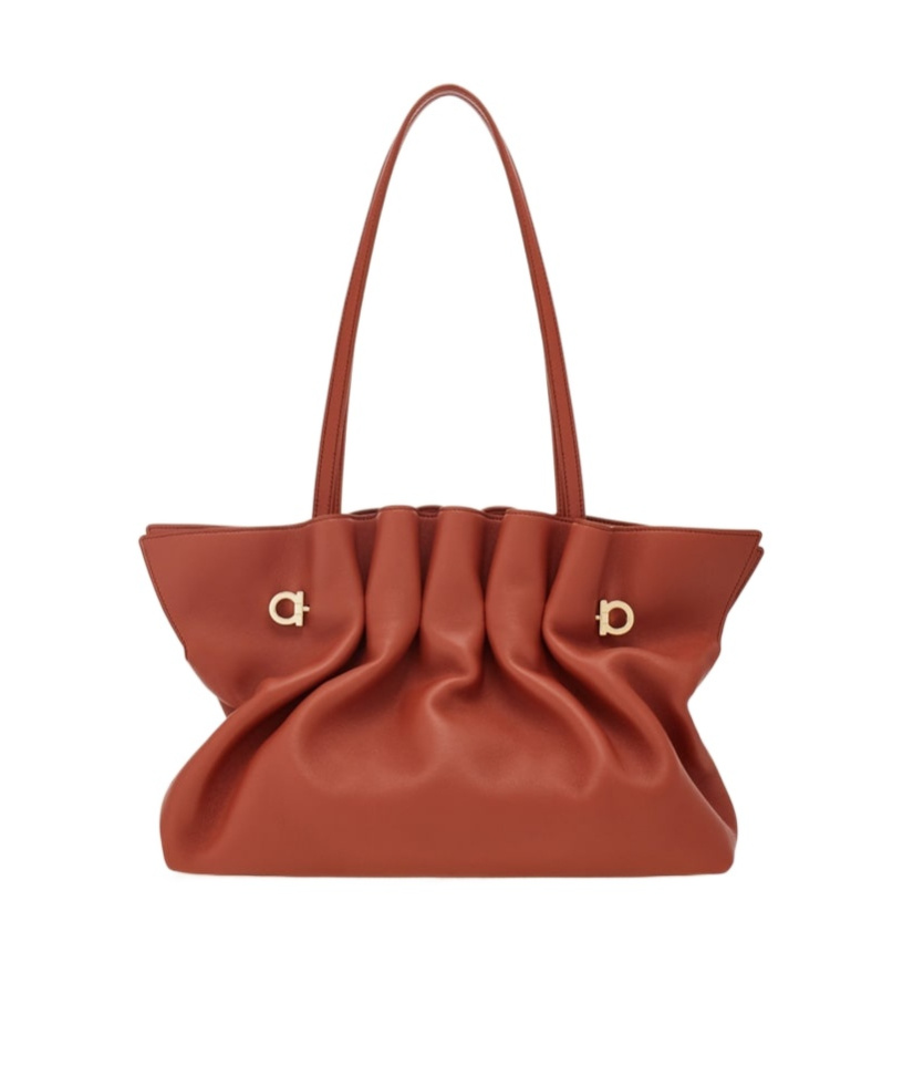 Ferragamo Medium Piercing Shoulder Bag (m) In Brick